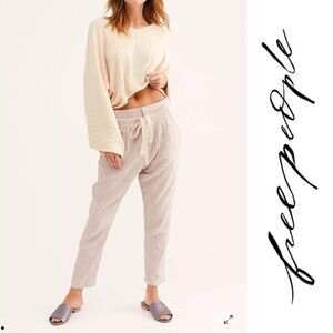 Free People Caraway Light At Sunrise Pink Stripes Cotton Pants Sz 4